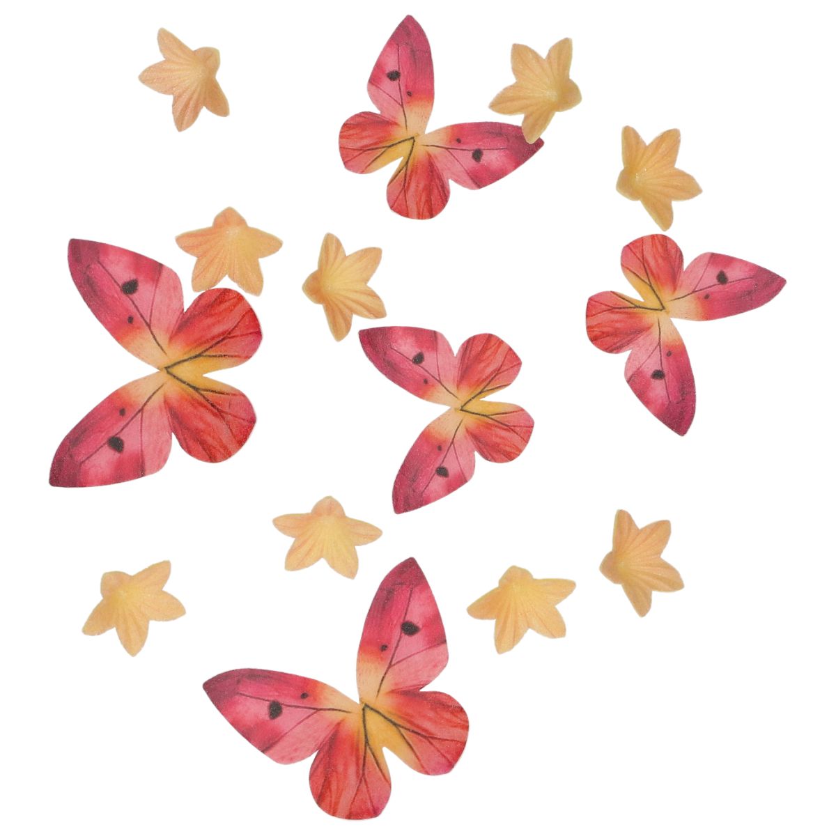 Wilton Spiselig kakepynt – Blomster og sommerfugl – Oransje og rosa pk/30