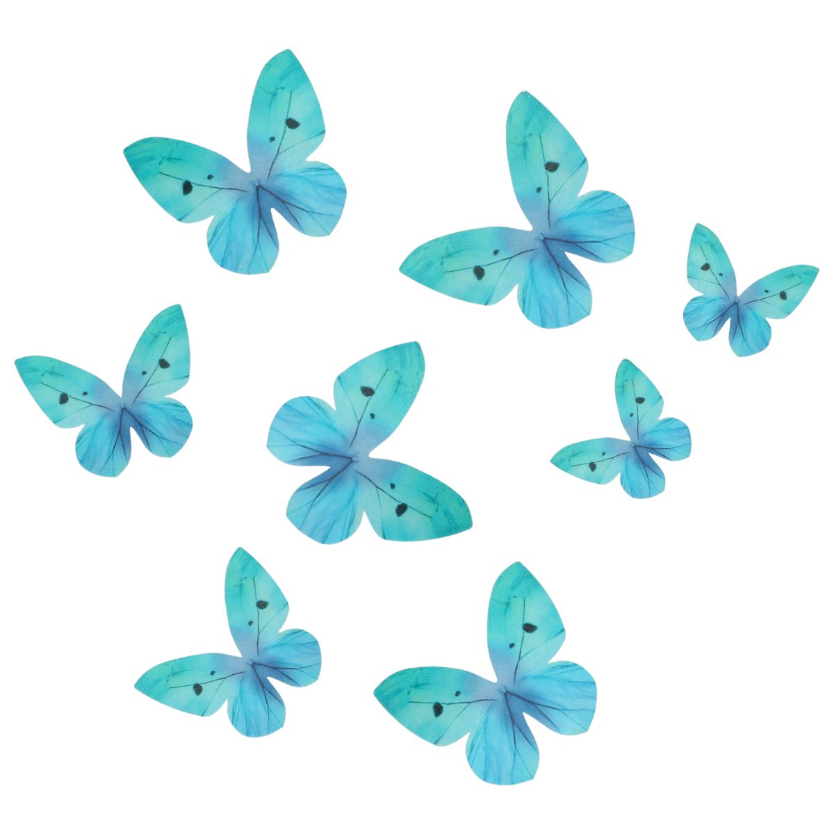 Wilton Spiselig kakepynt sommerfugl - Ombre Blue pk/8