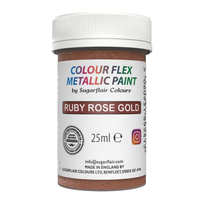 sugarflair spiselig maling metallisk ruby rosegull