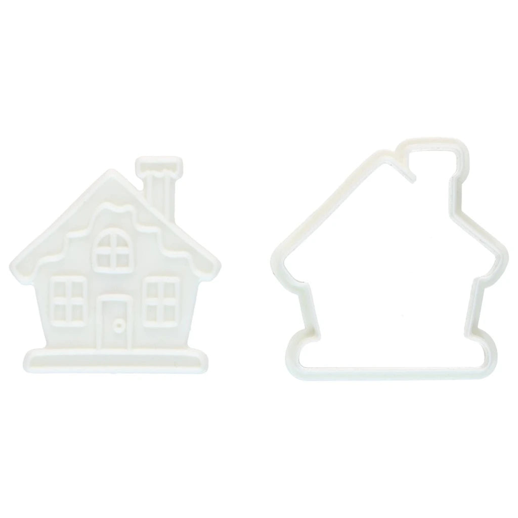 Wilton pepperkakehus utstikker og stempel vist hver for seg, 7,5 cm
