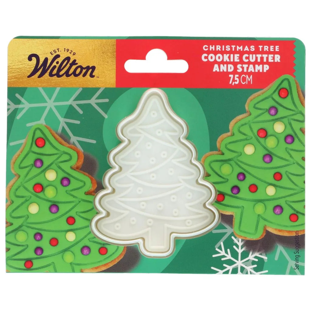 Wilton utstikker med stempel juletre, 7,5cm