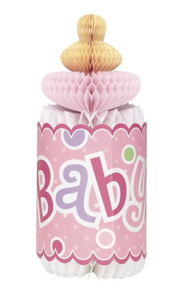 Tåteflaske, rosa 3-D dekor til baby shower