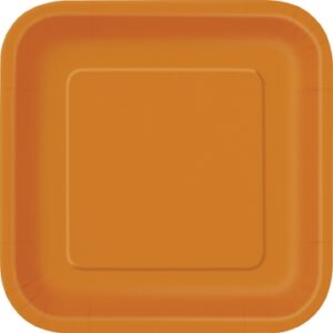 Oransje 14 stk firkantet engangsfat, vanlig strl