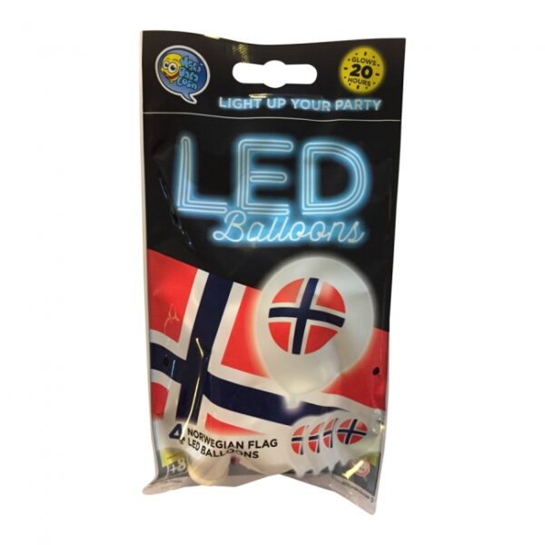 Ballonger, LED, Norsk flagg, pk/4