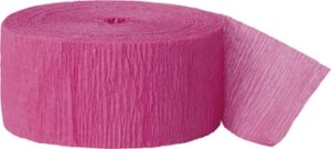 Crepe streamer rull, mørk rosa, 24meter x 4,45cm