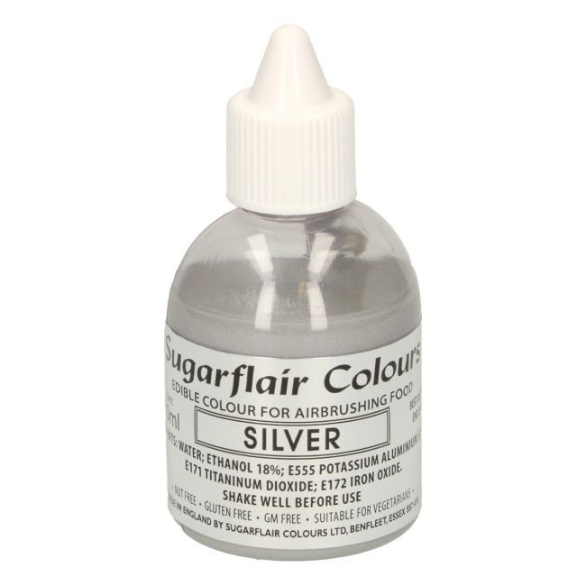 Sugarflair Airbrushfarge -Sølv- 60ml
