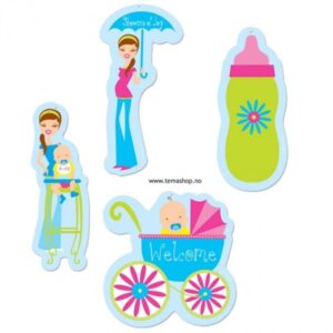 3 pakker Babyshower cutouts, shower of joy, hver figur ca 25-30c