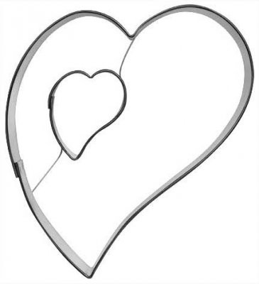 Pepperkakeform hjerte skjevt L dobbelt - 9 cm