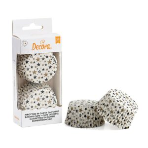 Decora muffinsformer -Stjerner svart og gull- pk/36