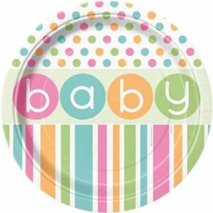 Pastell engangsfat til babyshower, 8 stk