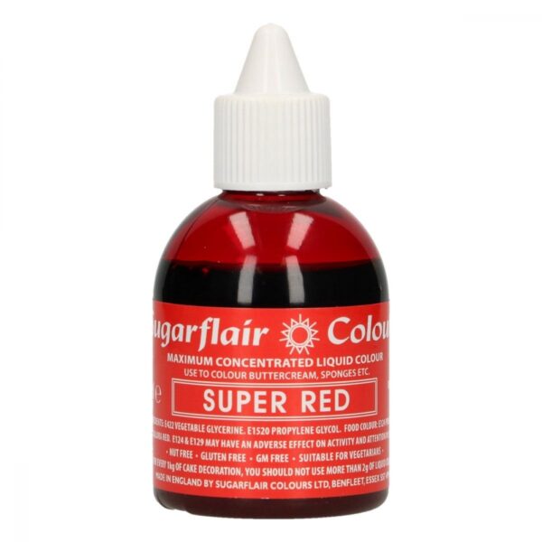 Sugarflair Flytende farge, Rød -Super Red- 60ml