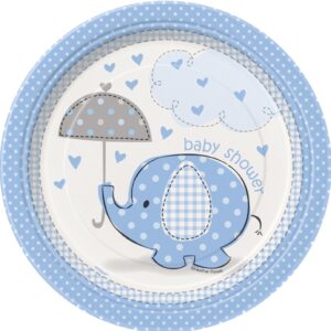 Babyshower elefanttrykk blå, 8 små engangsfat
