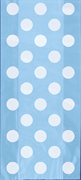 Plastgaveposer, lyseblå prikkete, pk/20