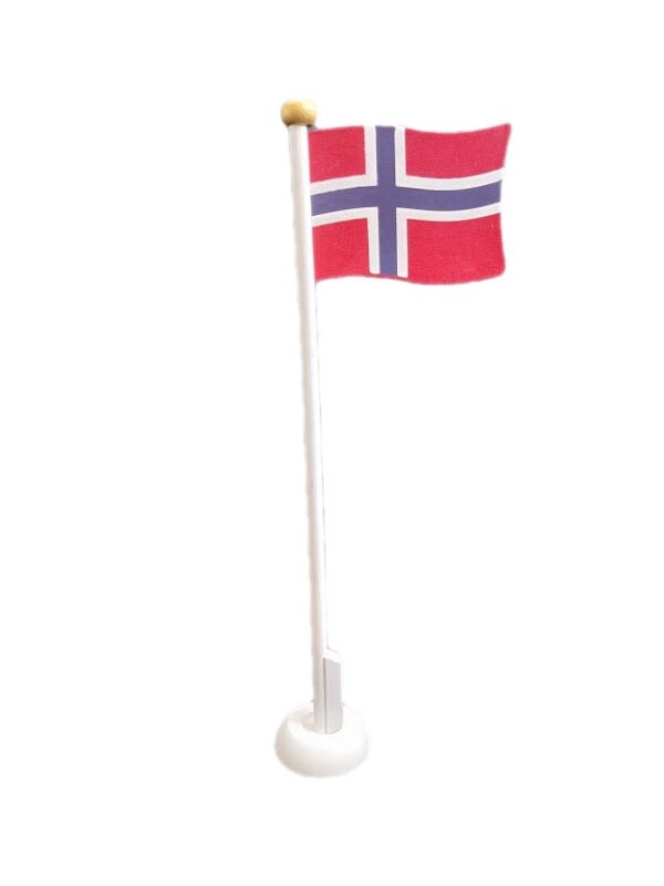 Bordflagg i tre med Norsk flagg