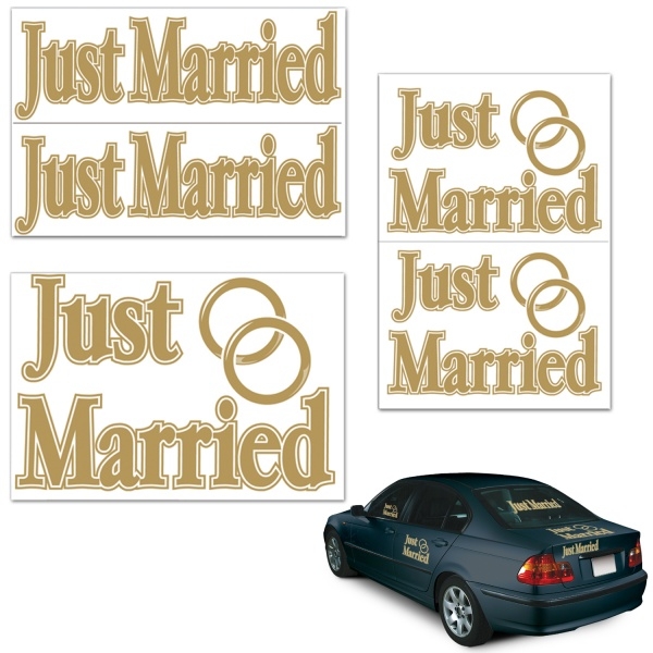 Bildekor "just married" med magnet, se mål