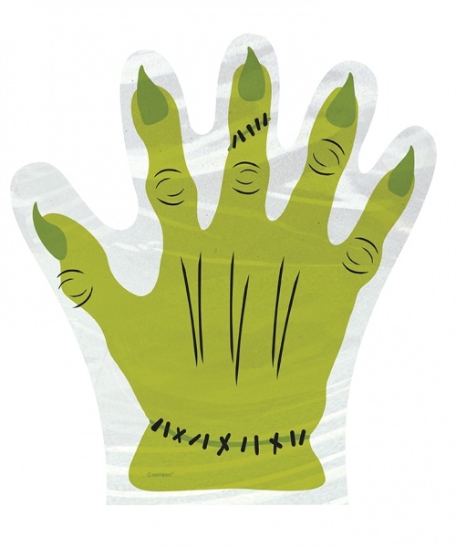 10 grønne poser formet som monsterhånd