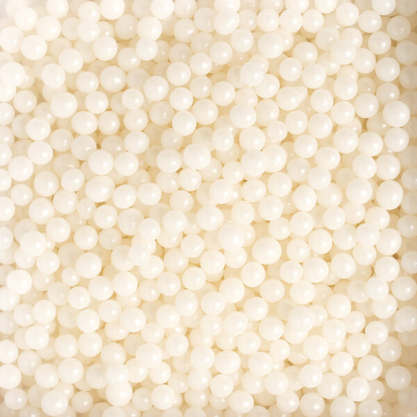 Hvite, spiselige perler fra Decora