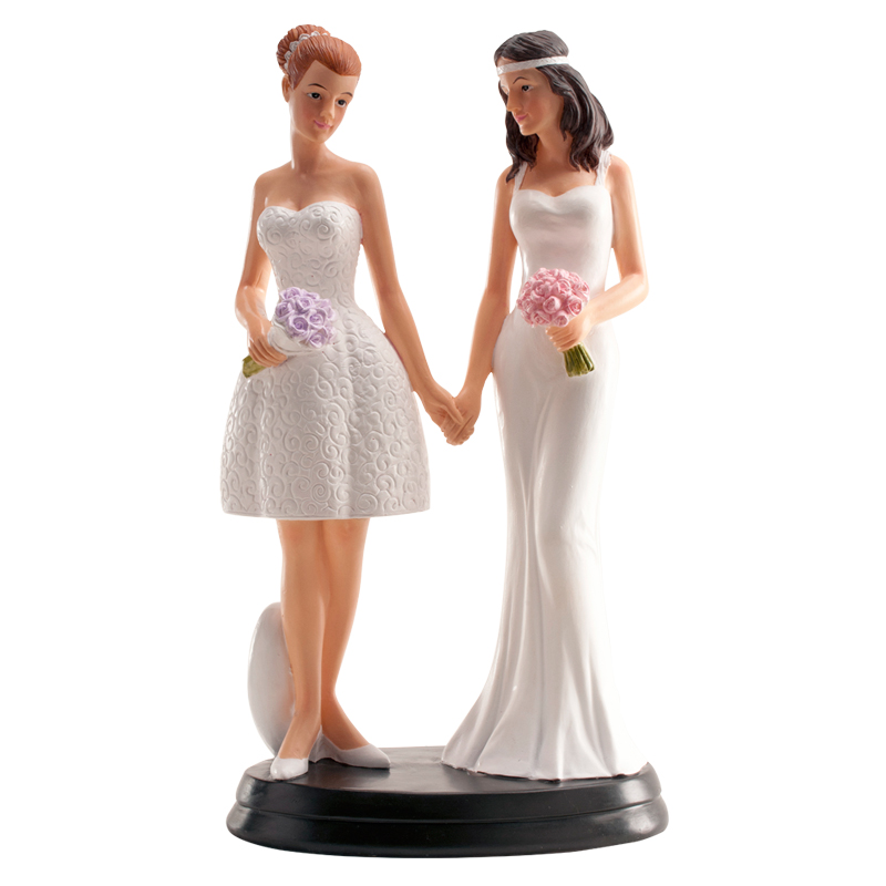 Bilde av Kaketopp Til Bryllup Med To Kvinner -blomster- 20cm