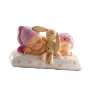 Kaketopp dåp - sovende jente med bamse