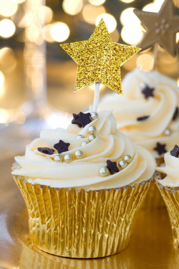Cupcake topper stjerne i gull