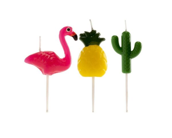 Kakelys flamingo, ananas og kaktus