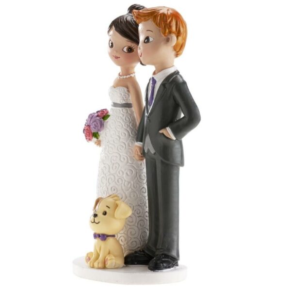 kaketopp til bryllup med hund i lilla slips