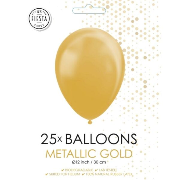 Metallisk gullballong 30 cm