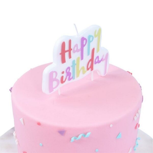 PME kakelys i rosa pastell med skriften happy birthday