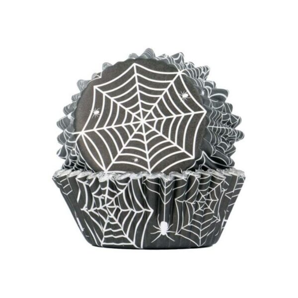 PME muffinsform med spindelvev og edderkopper