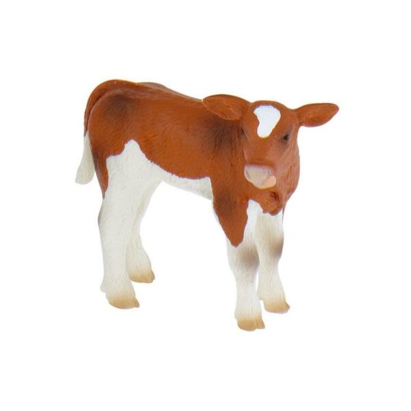 Bullyland kaketopp og leketøy av en brun og hvit kalv