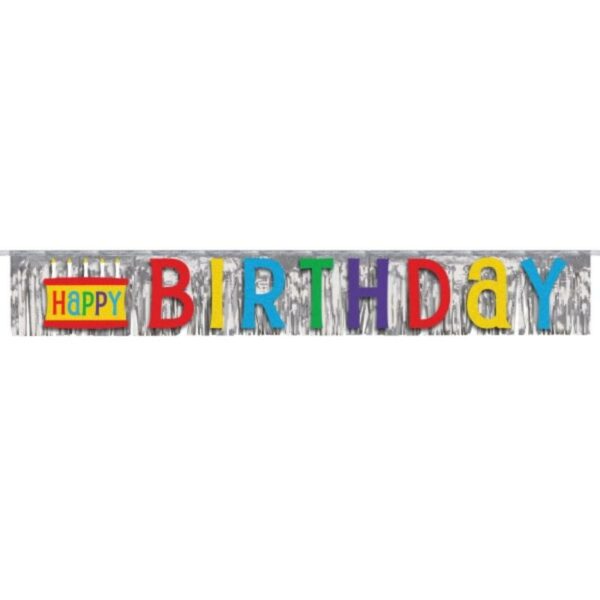 happy birthday banner i sølv