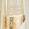 Ginger Ray kaketopp i gull med teksten happy birthday