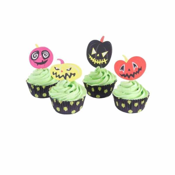 halloween cupcakes med muffinsformer og topper fra PME