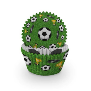 muffinsformer med fotball i grønn og hvit