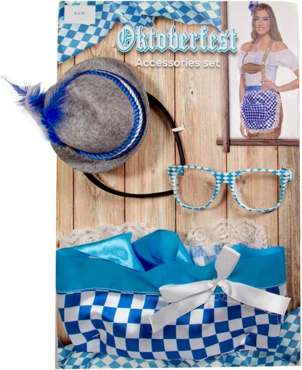 Oktoberfest accessories for kvinner, Briller, hatt på diadem og forkle