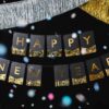 happy new year banner i gull og svart
