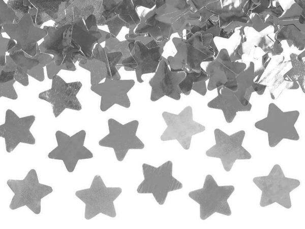 konfettikanon med sølvstjerner