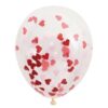 Ballong med rød hjertekonfetti