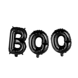 folieballong i svart med bokstavene boo