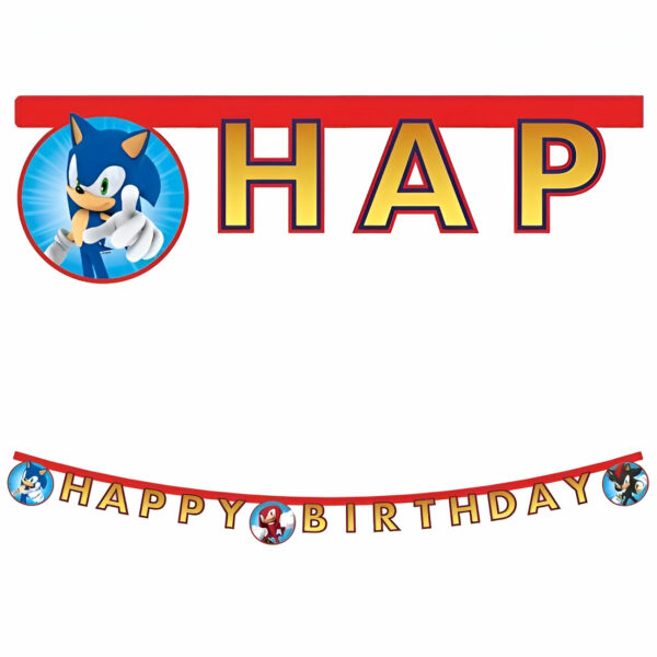 Happy Birthday banner til Sonic barnebursdag